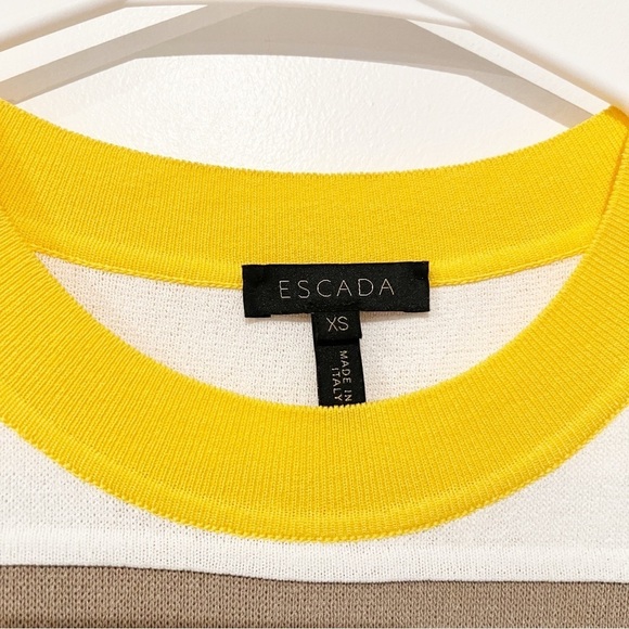 Escada Serus Striped Multicolor Colorblocked Short Sleeve Knit Sweater Top XS - Picture 5 of 9